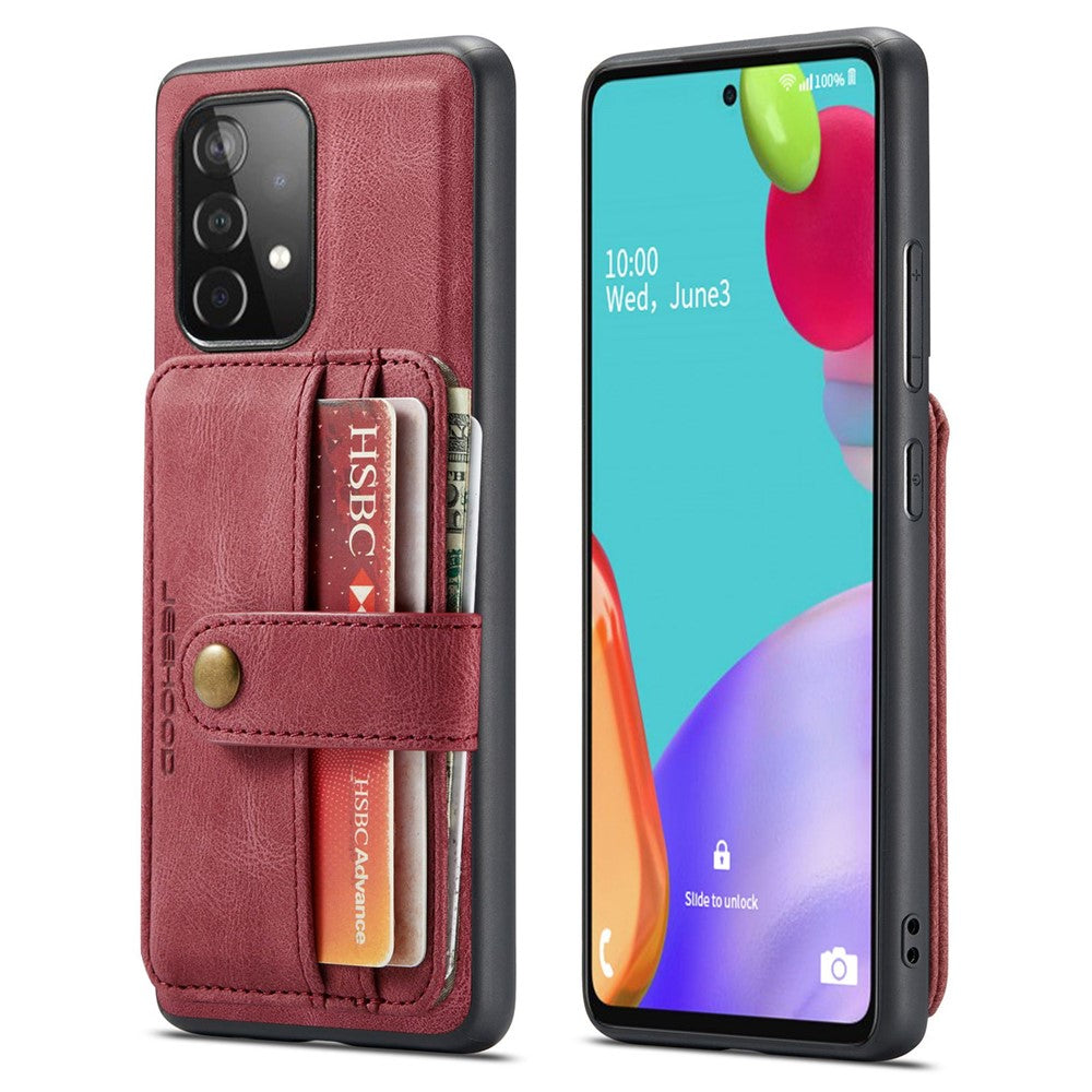 JEEHOOD for Samsung Galaxy A52 4G/5G/A52s 5G Leather Coated TPU Cover Anti-scratch Well-protected Detachable 2-in-1 Wallet RFID Blocking Phone Case