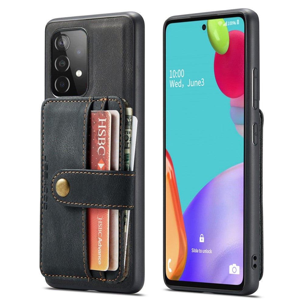 JEEHOOD för Samsung Galaxy A32 4G (EU-version) 2-i-1-design läderbelagt TPU-skal plånbok RFID-blockerande fallskyddande mobilskal