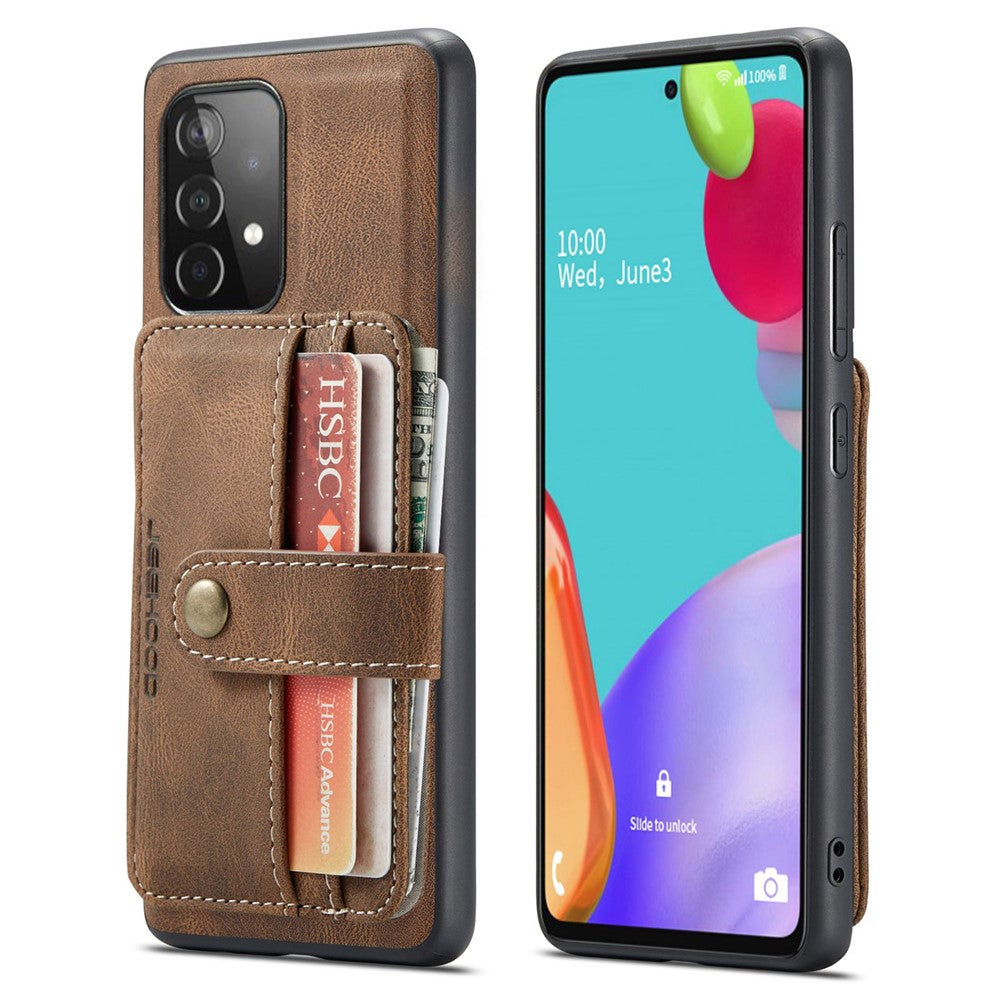 JEEHOOD för Samsung Galaxy A32 4G (EU-version) 2-i-1-design läderbelagt TPU-skal plånbok RFID-blockerande fallskyddande mobilskal