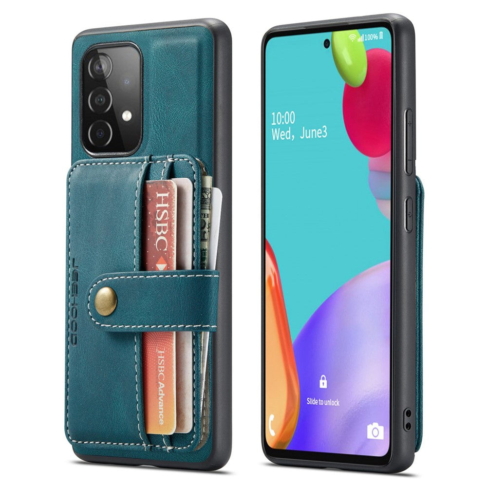 JEEHOOD för Samsung Galaxy A32 4G (EU-version) 2-i-1-design läderbelagt TPU-skal plånbok RFID-blockerande fallskyddande mobilskal