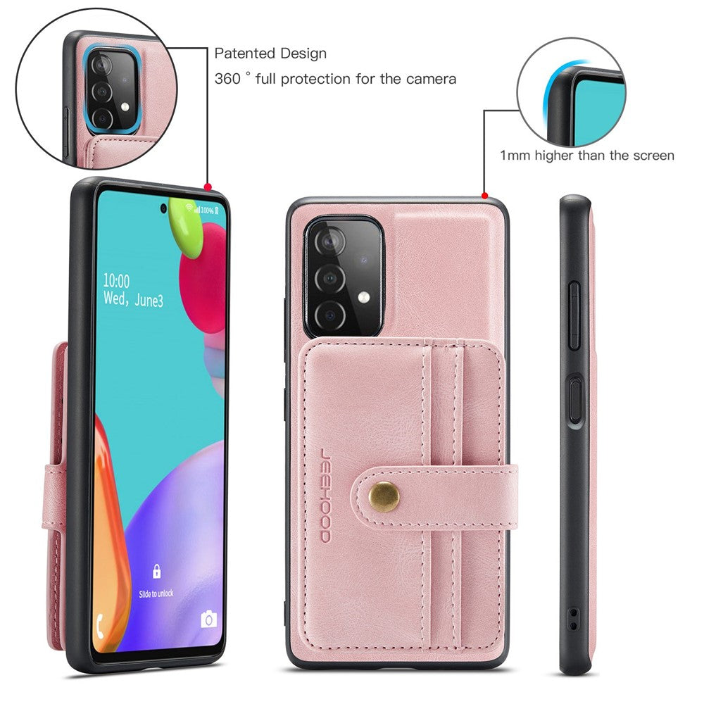 JEEHOOD for Samsung Galaxy A32 5G/M32 5G 2-in-1 Design Leather Coated TPU Cover Strong Magnet Wallet RFID Blocking Cell Phone Case