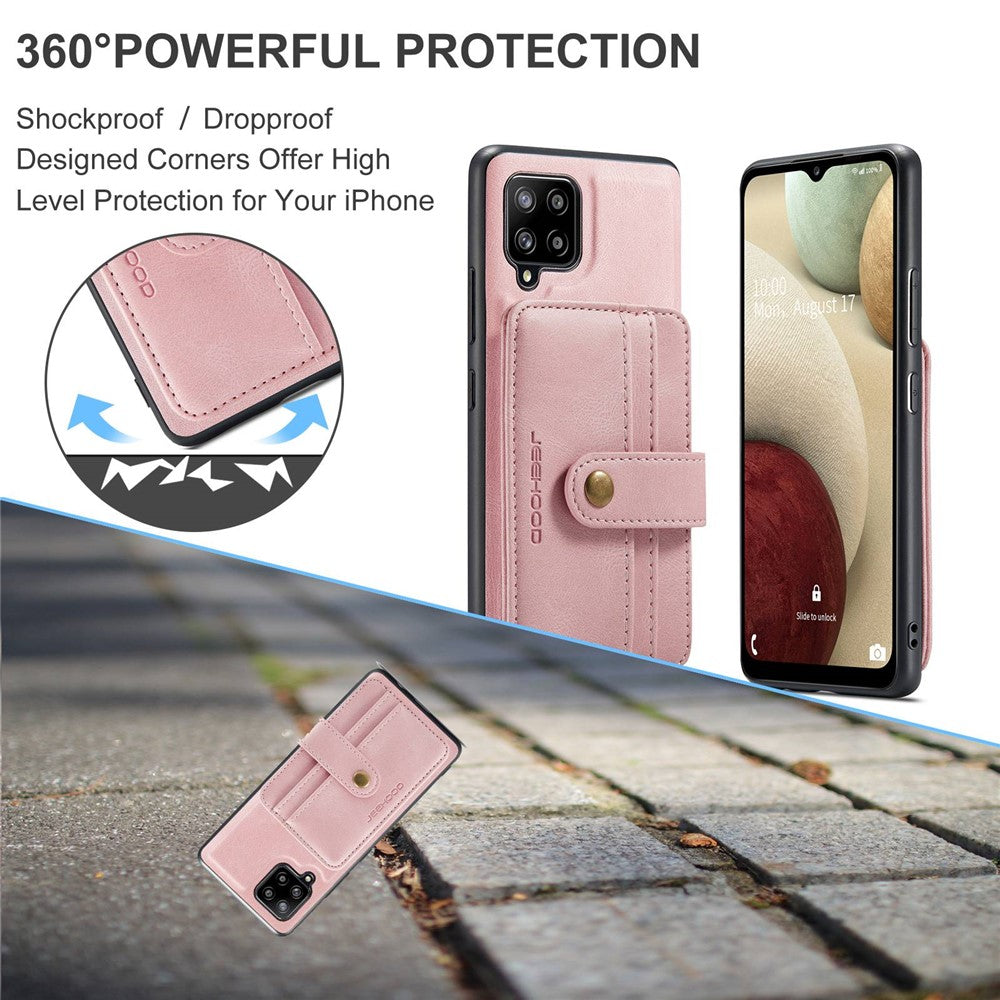JEEHOOD for Samsung Galaxy A42 5G Detachable Design Leather Coated TPU Shell Strong Magnet Wallet RFID Blocking Protective Phone Case