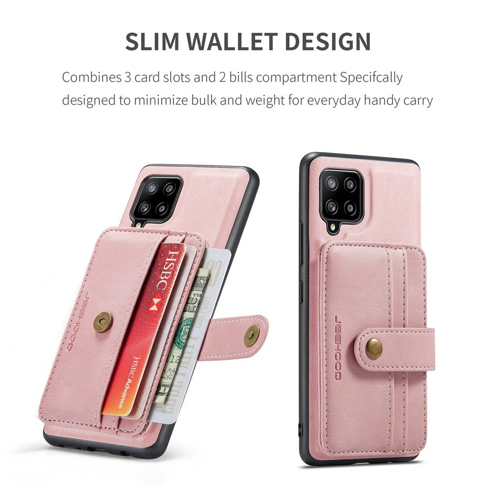 JEEHOOD for Samsung Galaxy A42 5G Detachable Design Leather Coated TPU Shell Strong Magnet Wallet RFID Blocking Protective Phone Case