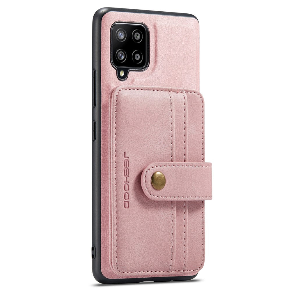 JEEHOOD for Samsung Galaxy A42 5G Detachable Design Leather Coated TPU Shell Strong Magnet Wallet RFID Blocking Protective Phone Case