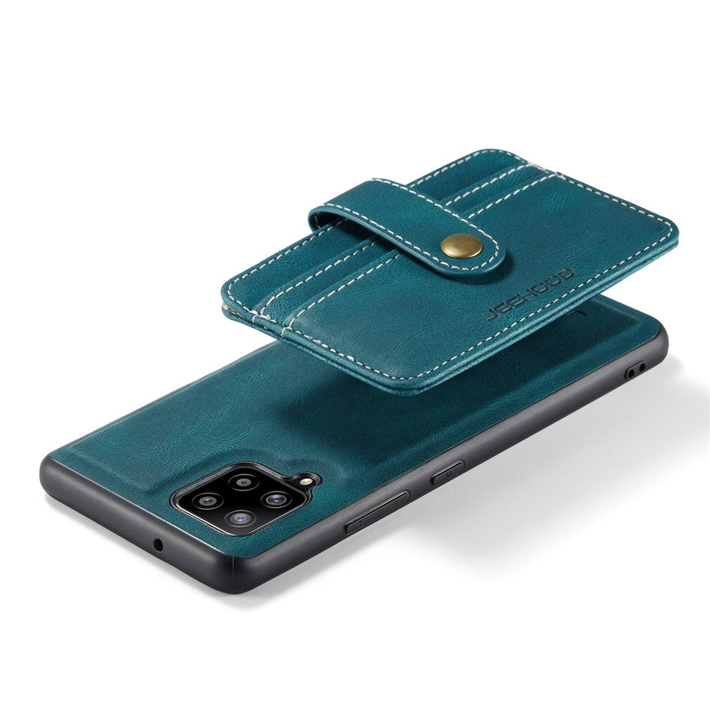 JEEHOOD för Samsung Galaxy A12 Stark Magnet Plånbok Avtagbar Design mobilskydd Läderbelagd TPU RFID-Blockerande Fodral