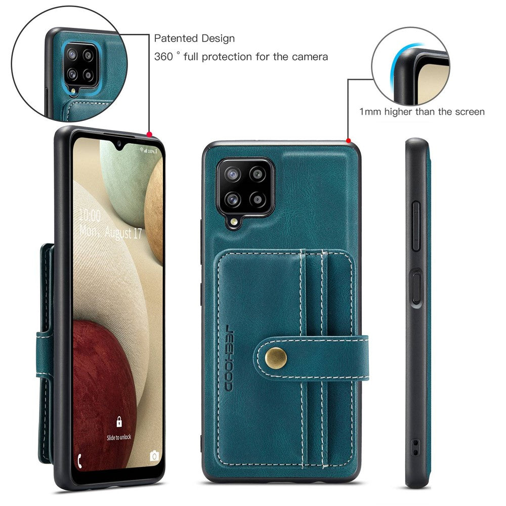 JEEHOOD för Samsung Galaxy A12 Stark Magnet Plånbok Avtagbar Design mobilskydd Läderbelagd TPU RFID-Blockerande Fodral