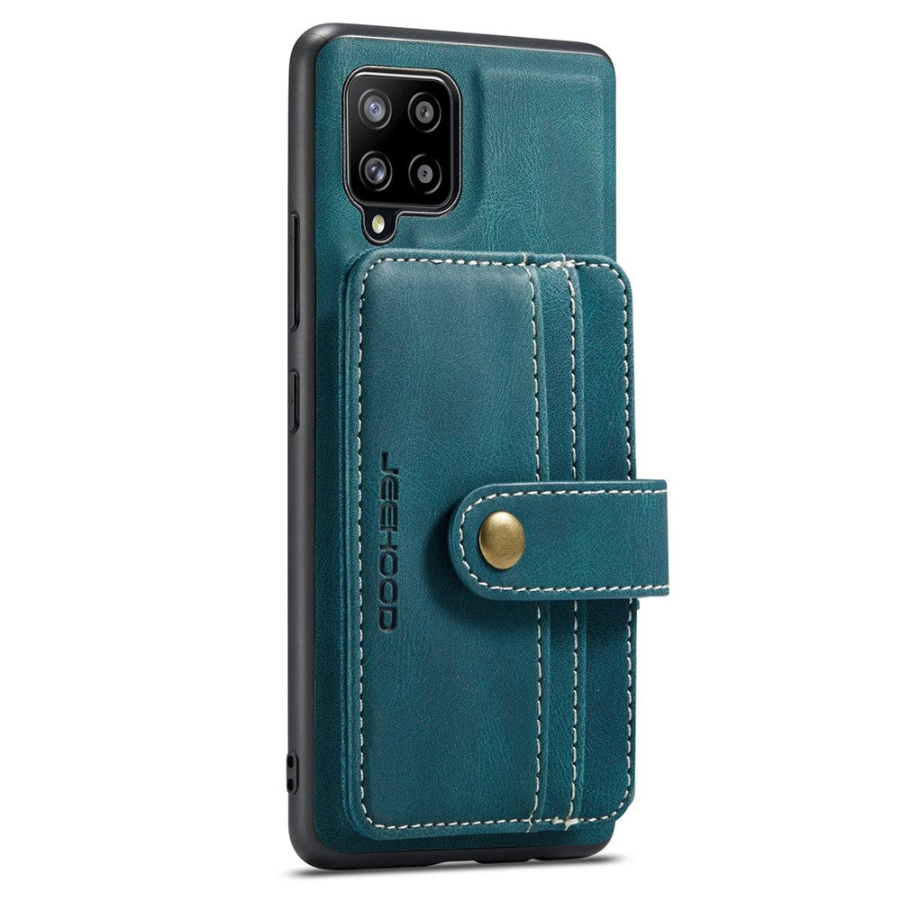 JEEHOOD för Samsung Galaxy A12 Stark Magnet Plånbok Avtagbar Design mobilskydd Läderbelagd TPU RFID-Blockerande Fodral