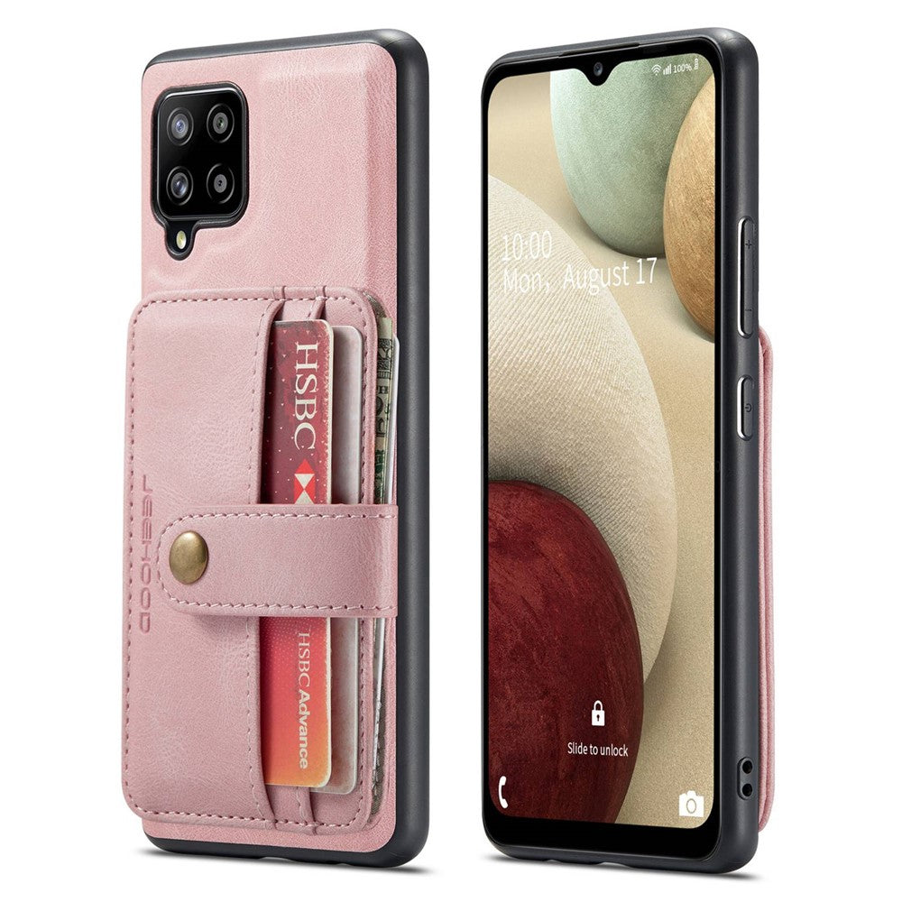 JEEHOOD för Samsung Galaxy A12 Stark Magnet Plånbok Avtagbar Design mobilskydd Läderbelagd TPU RFID-Blockerande Fodral