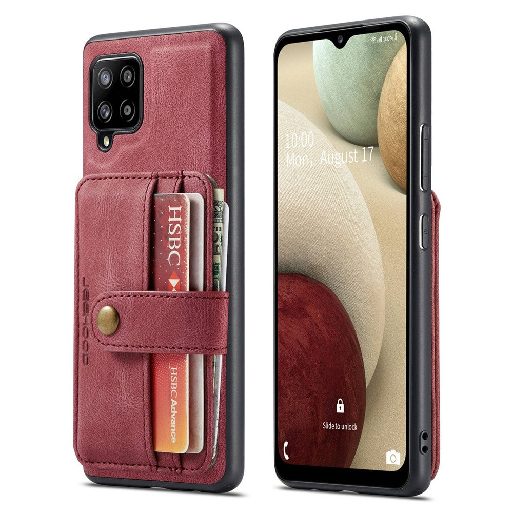 JEEHOOD för Samsung Galaxy A12 Stark Magnet Plånbok Avtagbar Design mobilskydd Läderbelagd TPU RFID-Blockerande Fodral