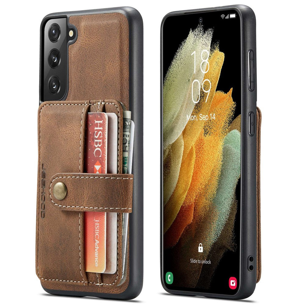 JEEHOOD Detachable Case for Samsung Galaxy S21+ 5G Independent Wallet Design PU Leather Coated TPU RFID Blocking Phone Shell
