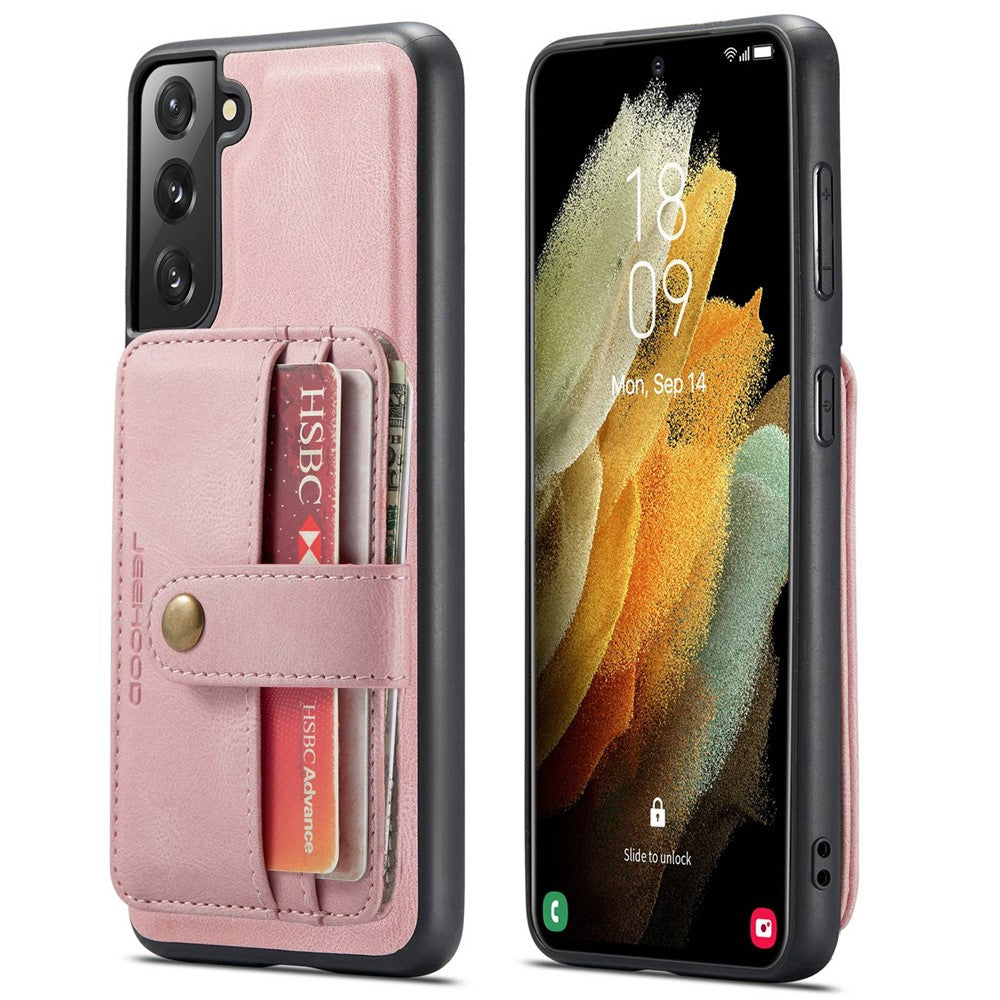 JEEHOOD Detachable Case for Samsung Galaxy S21+ 5G Independent Wallet Design PU Leather Coated TPU RFID Blocking Phone Shell