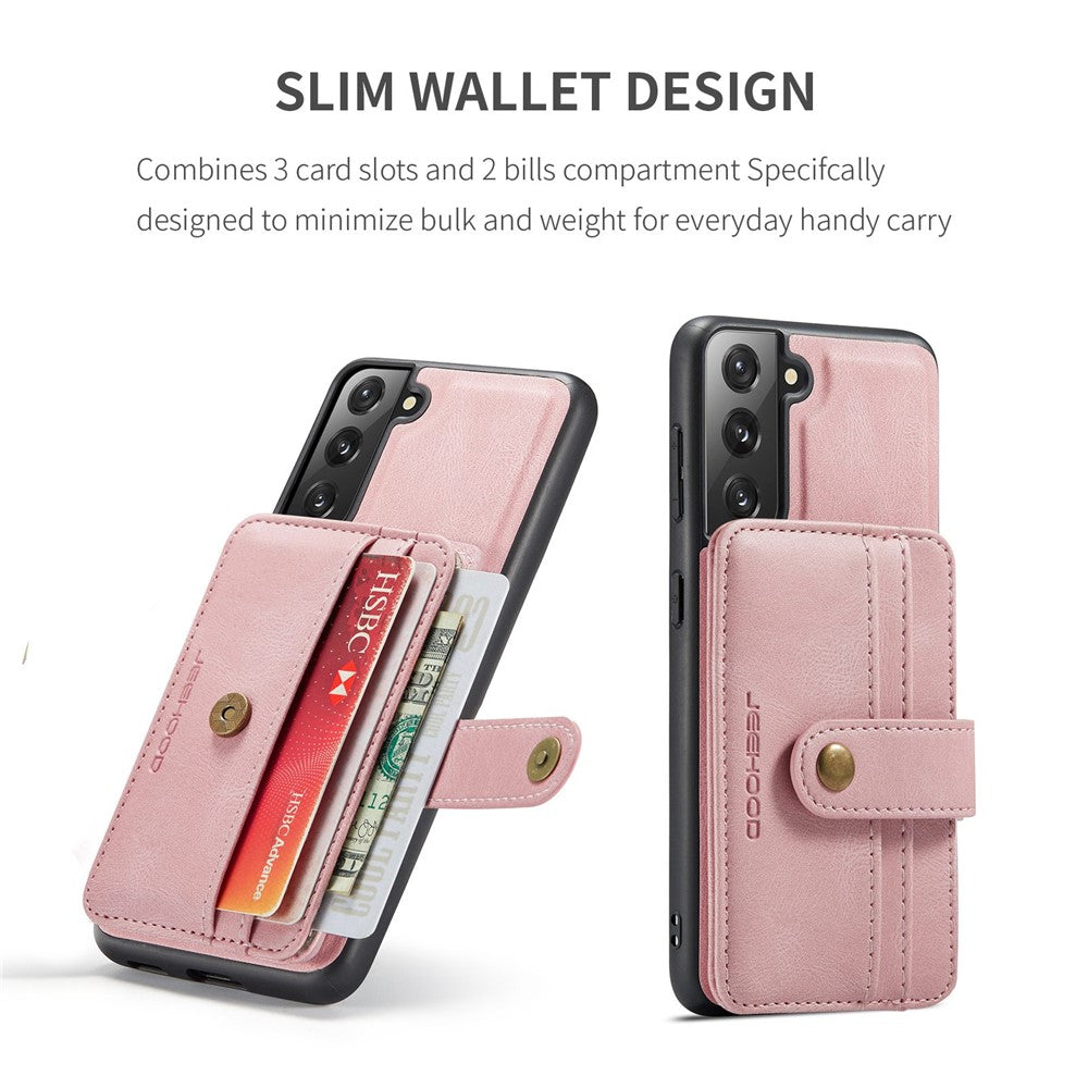 JEEHOOD Detachable Case for Samsung Galaxy S21+ 5G Independent Wallet Design PU Leather Coated TPU RFID Blocking Phone Shell
