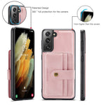 JEEHOOD Detachable Case for Samsung Galaxy S21+ 5G Independent Wallet Design PU Leather Coated TPU RFID Blocking Phone Shell