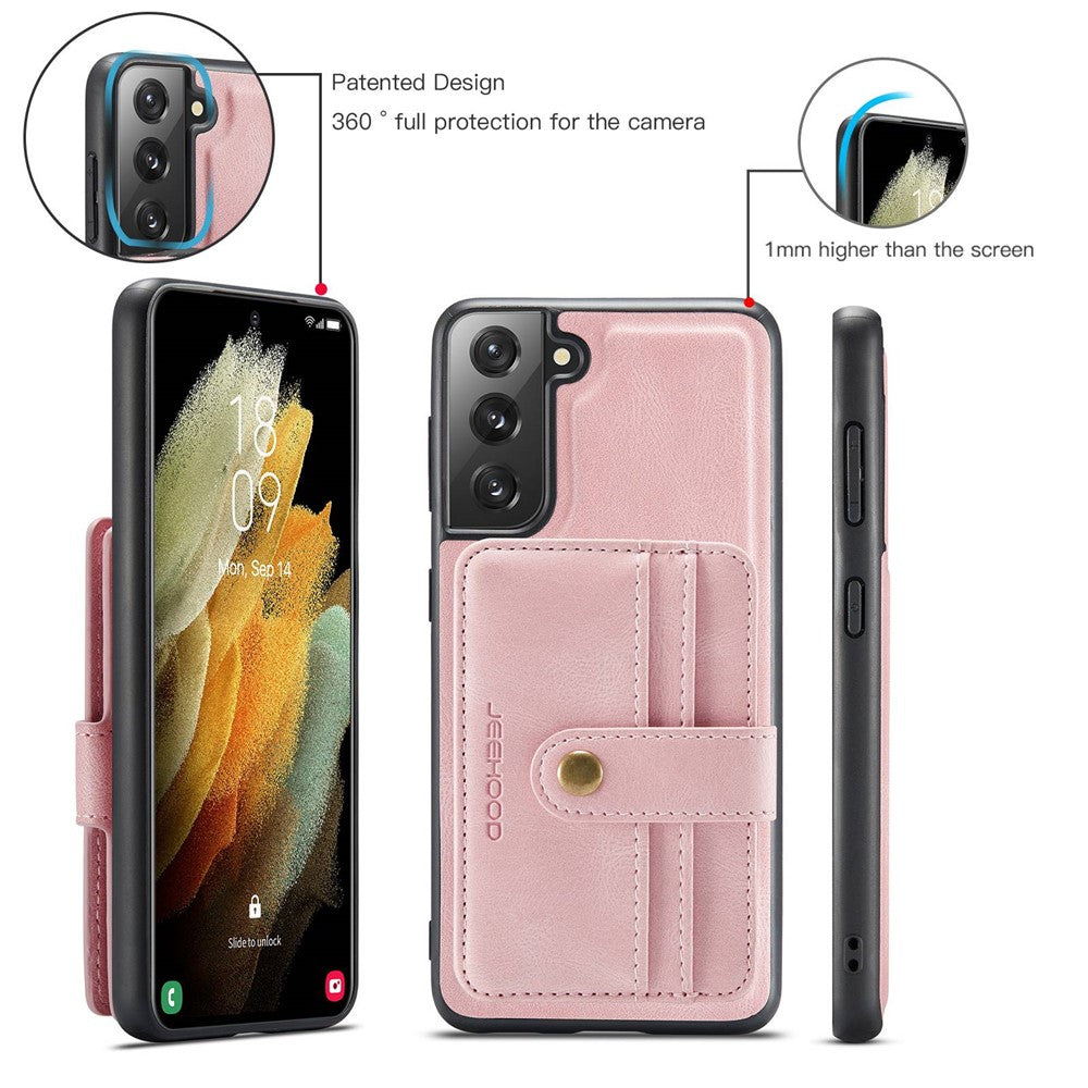 JEEHOOD Detachable Case for Samsung Galaxy S21+ 5G Independent Wallet Design PU Leather Coated TPU RFID Blocking Phone Shell