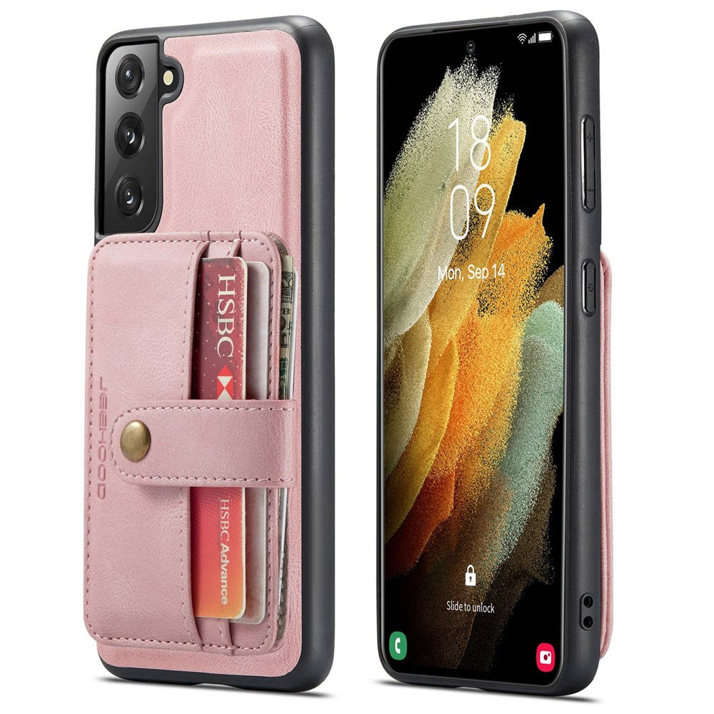 JEEHOOD Aftageligt Cover til Samsung Galaxy S21 4G/5G Pungfunktion Læderbelagt TPU RFID-blokerende Mobiltelefoncover
