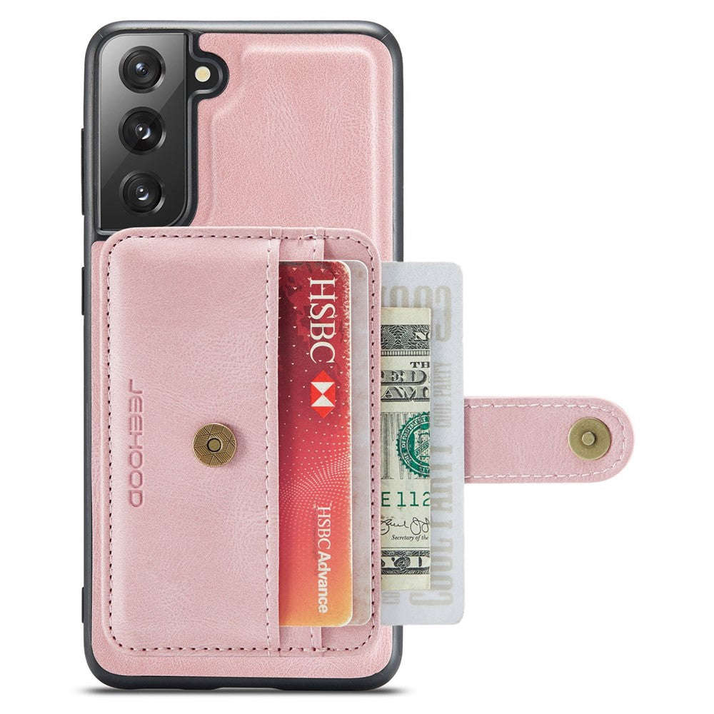 JEEHOOD Detachable Case for Samsung Galaxy S21 4G/5G Wallet Function Leather Coated TPU RFID Blocking Mobile Phone Shell