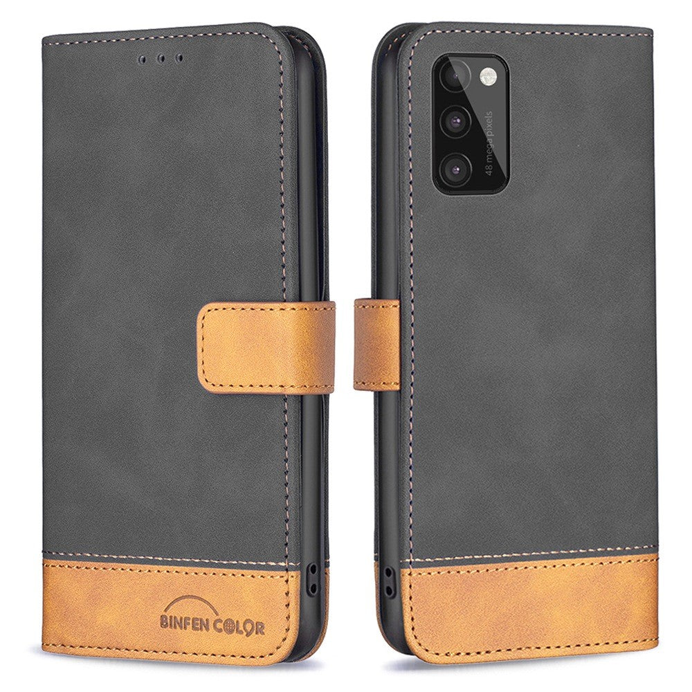 BINFEN COLOR til Samsung Galaxy A41 (Global) Cover Farvesplejsning Skin Touch Læder Telefoncover Pung Stander