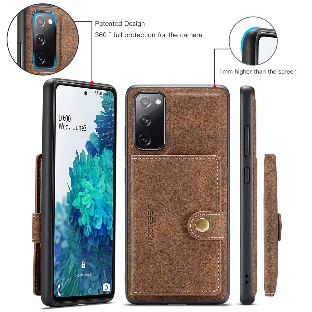 JEEHOOD För Samsung Galaxy S20 FE 2022/S20 FE 4G/S20 FE 5G/S20 Lite Plånboksfodral med stativ, avtagbart 2-i-1 PU-läderbelagt TPU-mobilskal
