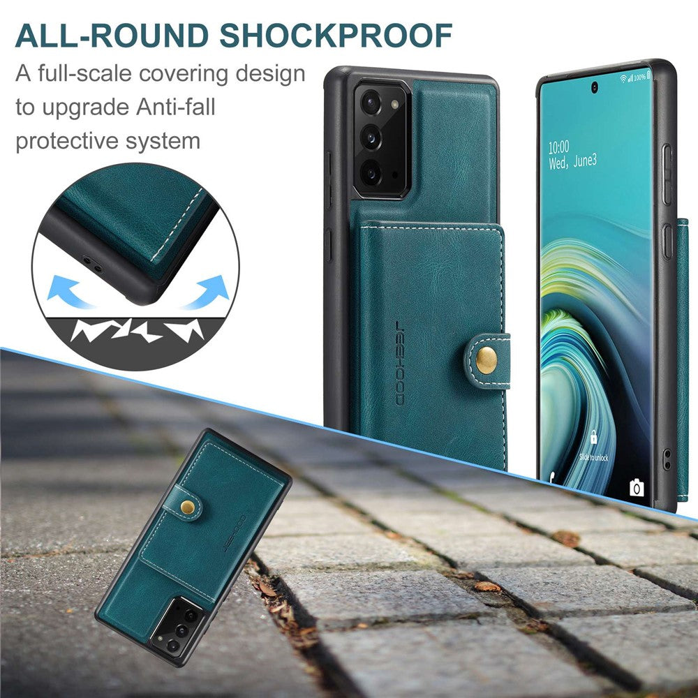 JEEHOOD til Samsung Galaxy Note20 4G/Note20 5G Aftageligt Læderbelagt TPU-etui med Støttefod, Pung og Beskyttende Cover