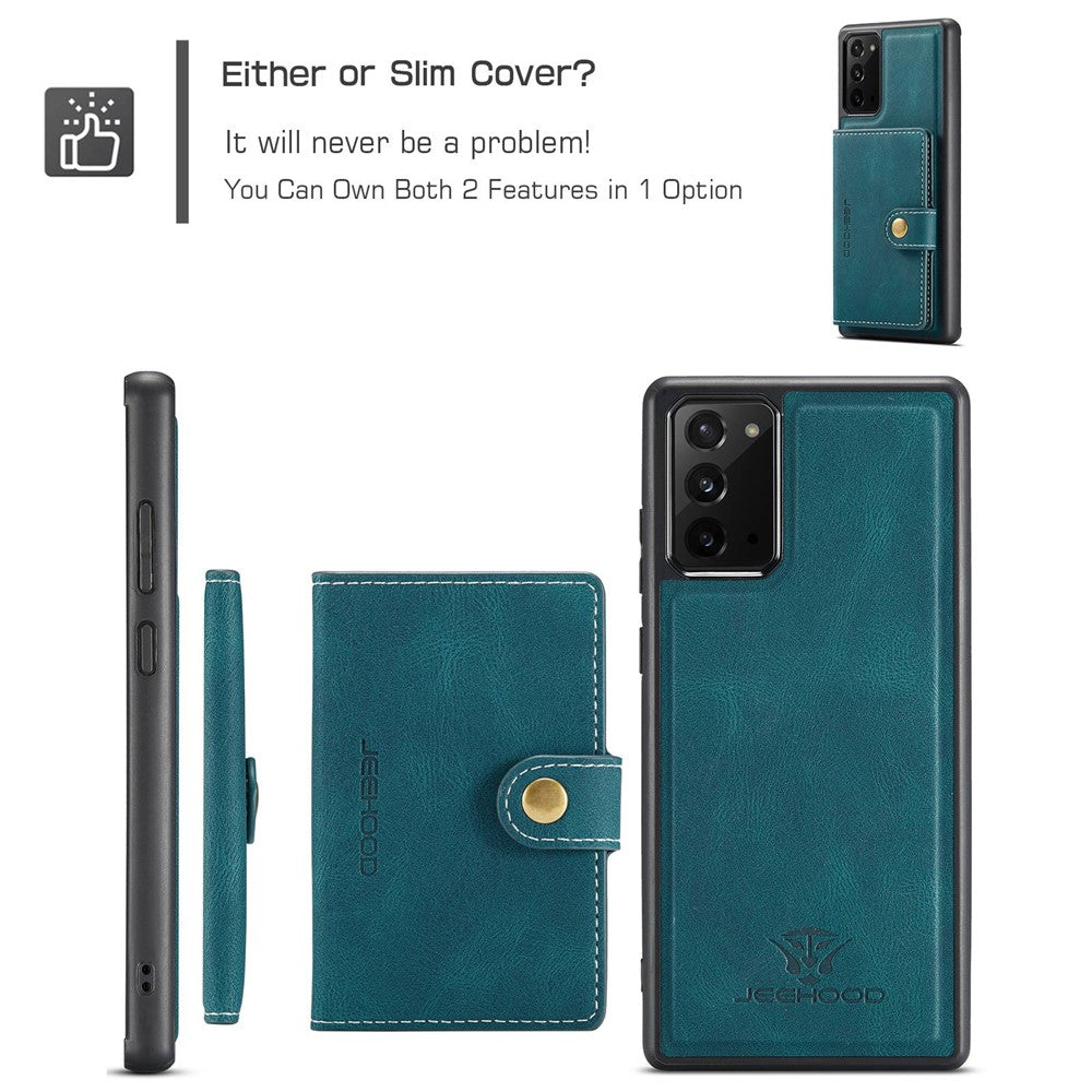 JEEHOOD til Samsung Galaxy Note20 4G/Note20 5G Aftageligt Læderbelagt TPU-etui med Støttefod, Pung og Beskyttende Cover