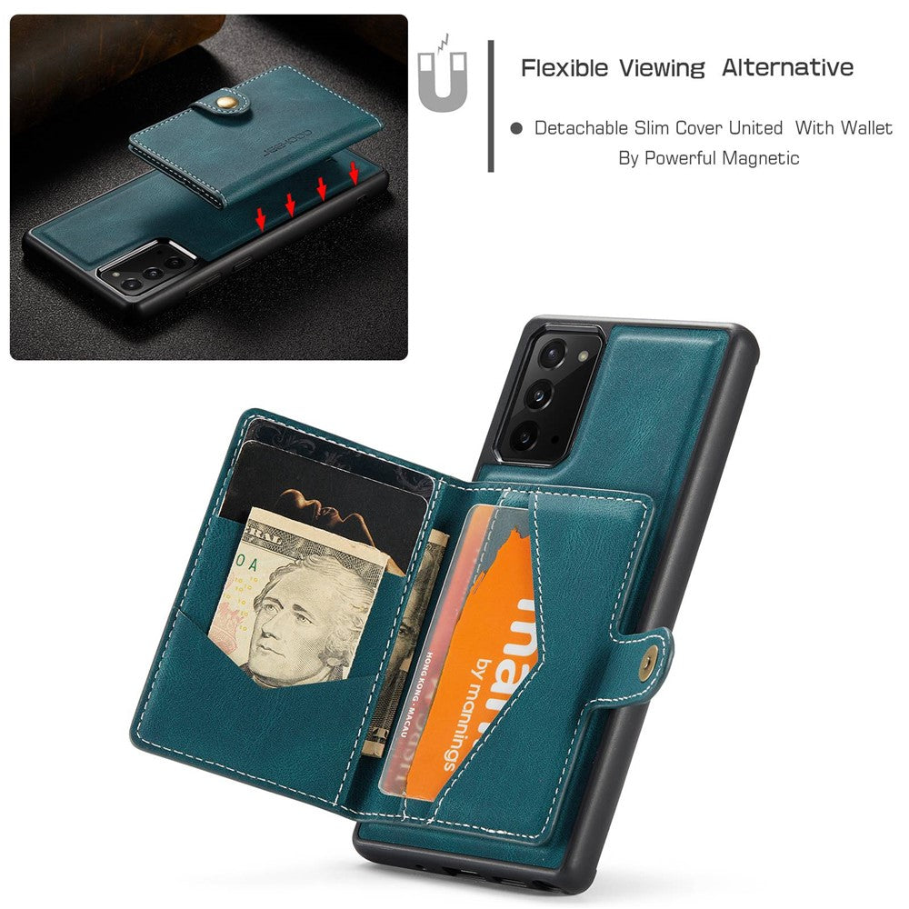 JEEHOOD til Samsung Galaxy Note20 4G/Note20 5G Aftageligt Læderbelagt TPU-etui med Støttefod, Pung og Beskyttende Cover