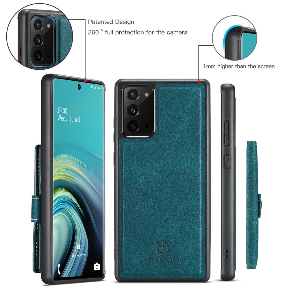 JEEHOOD til Samsung Galaxy Note20 4G/Note20 5G Aftageligt Læderbelagt TPU-etui med Støttefod, Pung og Beskyttende Cover