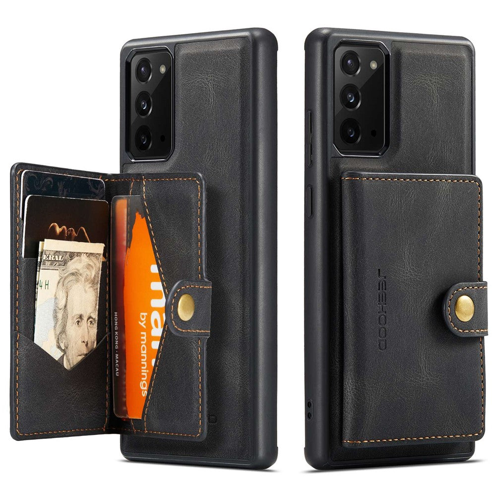 JEEHOOD til Samsung Galaxy Note20 4G/Note20 5G Aftageligt Læderbelagt TPU-etui med Støttefod, Pung og Beskyttende Cover