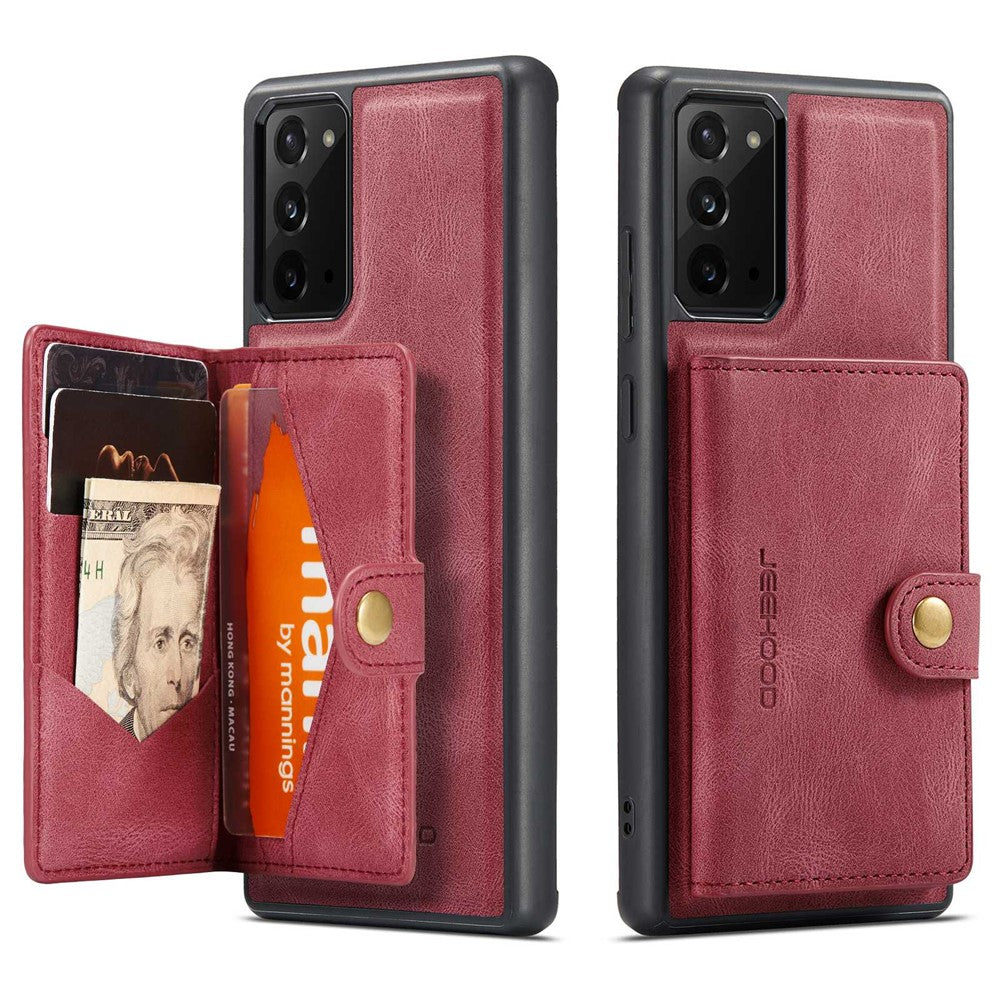 JEEHOOD til Samsung Galaxy Note20 4G/Note20 5G Aftageligt Læderbelagt TPU-etui med Støttefod, Pung og Beskyttende Cover
