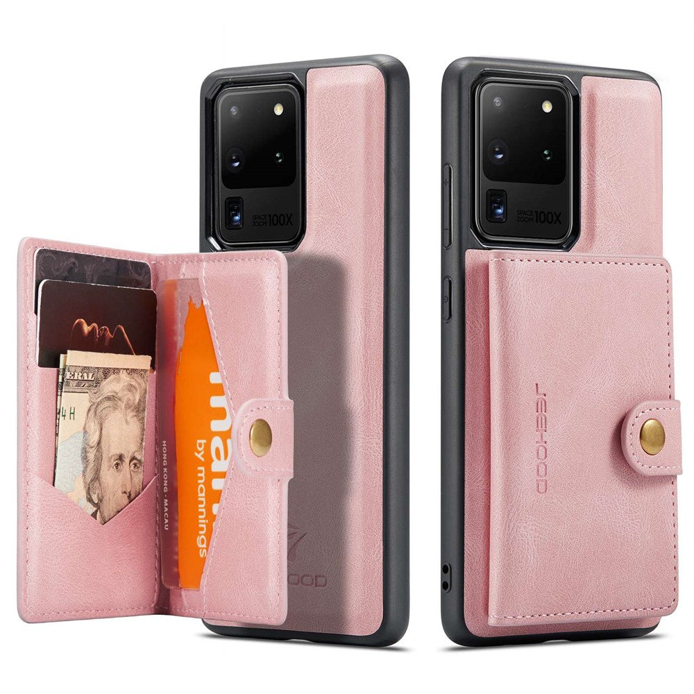 JEEHOOD Til Samsung Galaxy S20 Ultra 4G/S20 Ultra 5G Aftageligt Telefoncover Pung Stander Magnetisk Læderbelagt TPU-etui