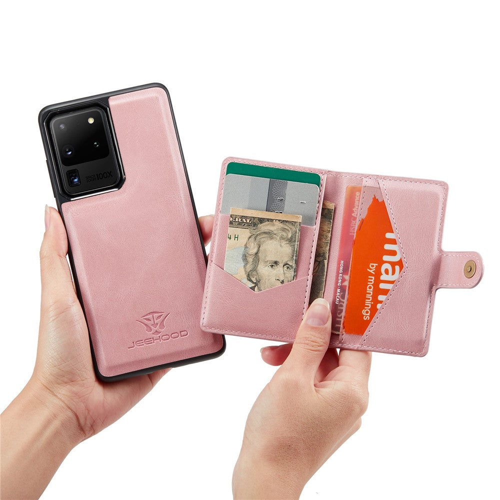 JEEHOOD För Samsung Galaxy S20 Ultra 4G/S20 Ultra 5G Avtagbart mobilskal Plånboksfodral Stöd Magnetiskt Läderbelagt TPU-skal