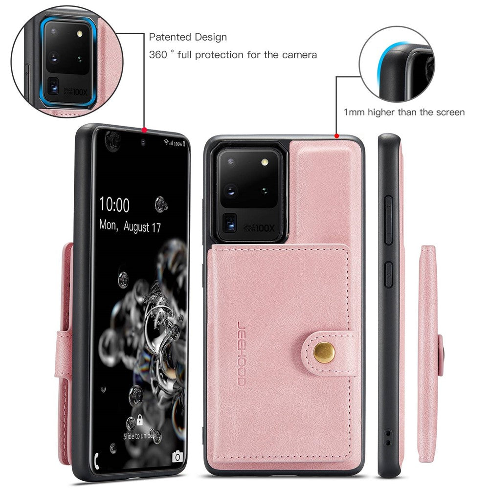JEEHOOD För Samsung Galaxy S20 Ultra 4G/S20 Ultra 5G Avtagbart mobilskal Plånboksfodral Stöd Magnetiskt Läderbelagt TPU-skal