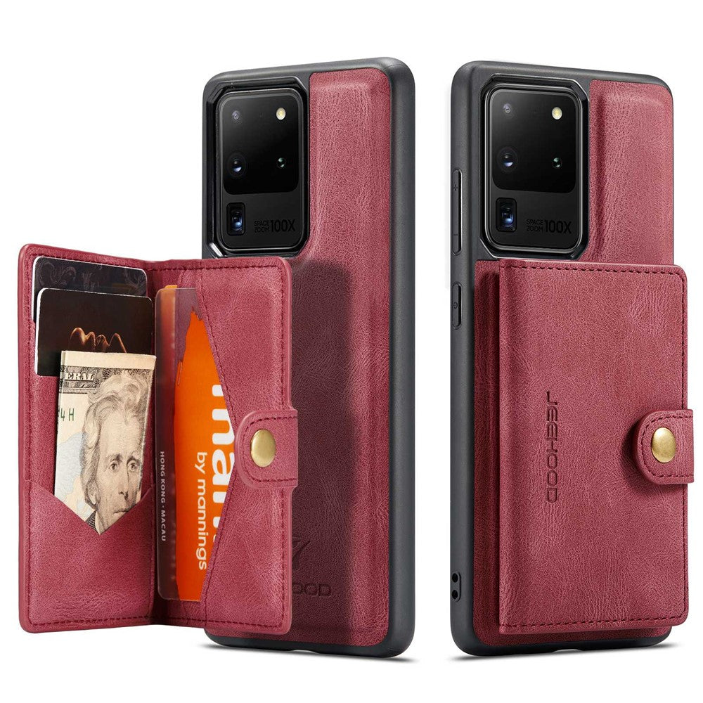 JEEHOOD För Samsung Galaxy S20 Ultra 4G/S20 Ultra 5G Avtagbart mobilskal Plånboksfodral Stöd Magnetiskt Läderbelagt TPU-skal