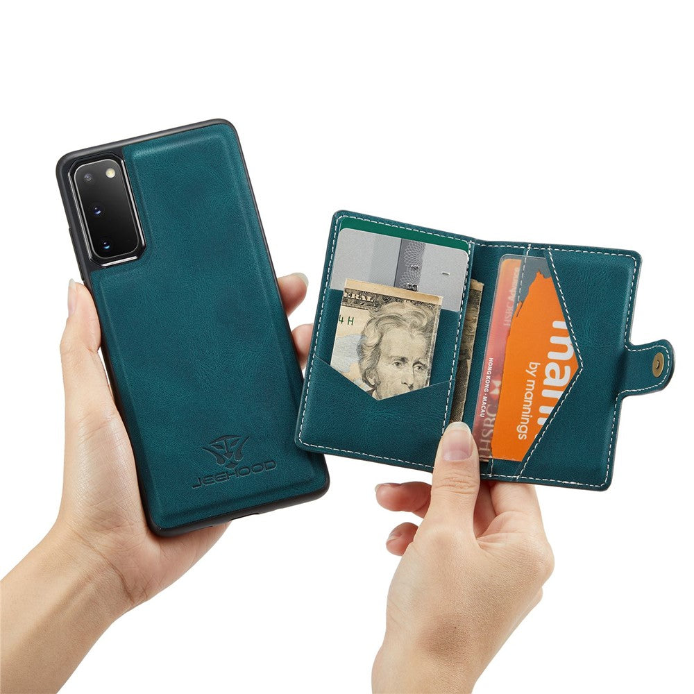 JEEHOOD For Samsung Galaxy S20 4G/5G Detachable Wallet Kickstand Case PU Leather Coated TPU Well-protected Phone Shell