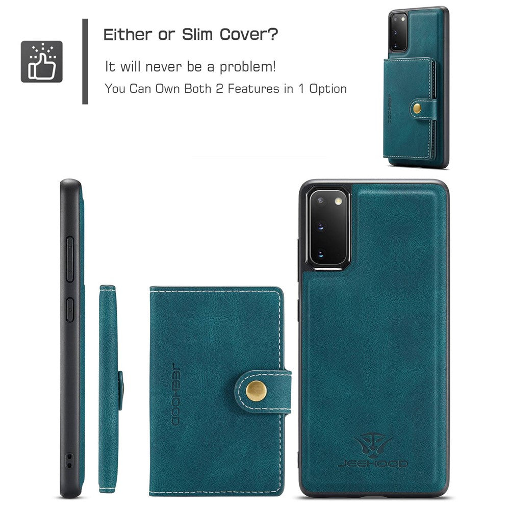 JEEHOOD For Samsung Galaxy S20 4G/5G Detachable Wallet Kickstand Case PU Leather Coated TPU Well-protected Phone Shell