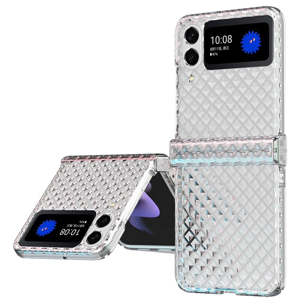 For Samsung Galaxy Z Flip3 5G Laser Effect Transparent Hinge Design Hard PC Back Cover Folding Phone Case