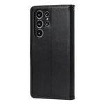 Samsung Galaxy S22 Ultra 5G R61 tegnebogscover med teksturerede syninger i PU-læder, stødsikkert, med stander, magnetisk mobilcover og håndledsrem