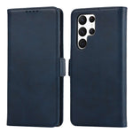 For Samsung Galaxy S22 Ultra 5G PU Leather Flip Wallet Case Wrist Strap Stand Double Magnetic Clasp Shockproof Cover