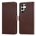 For Samsung Galaxy S22 Ultra 5G PU Leather Flip Wallet Case Wrist Strap Stand Double Magnetic Clasp Shockproof Cover