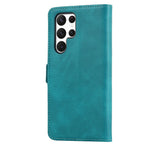 For Samsung Galaxy S22 Ultra 5G PU Leather Flip Wallet Case Wrist Strap Stand Double Magnetic Clasp Shockproof Cover
