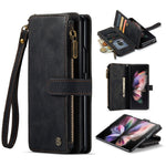 For Samsung Galaxy Z Fold3 5G Phone Cases with Strap CASEME C30 Zipper Multiple Card Holder PU Leather Cover
