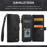 For Samsung Galaxy Z Fold3 5G Phone Cases with Strap CASEME C30 Zipper Multiple Card Holder PU Leather Cover