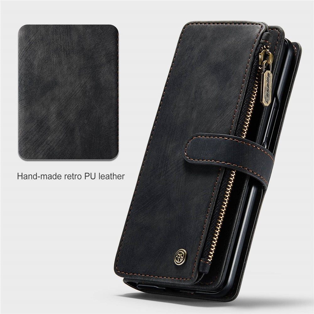 For Samsung Galaxy Z Fold3 5G Phone Cases with Strap CASEME C30 Zipper Multiple Card Holder PU Leather Cover