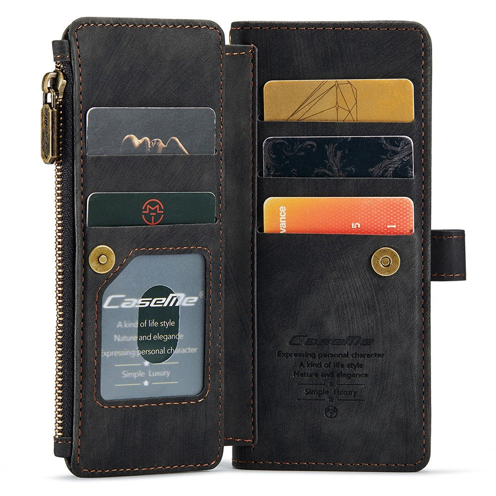 For Samsung Galaxy Z Fold3 5G Phone Cases with Strap CASEME C30 Zipper Multiple Card Holder PU Leather Cover