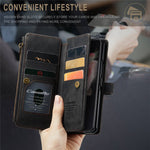 For Samsung Galaxy Z Fold3 5G Phone Cases with Strap CASEME C30 Zipper Multiple Card Holder PU Leather Cover