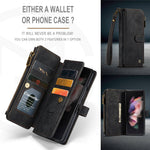 For Samsung Galaxy Z Fold3 5G Phone Cases with Strap CASEME C30 Zipper Multiple Card Holder PU Leather Cover