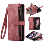 For Samsung Galaxy Z Fold3 5G Phone Cases with Strap CASEME C30 Zipper Multiple Card Holder PU Leather Cover