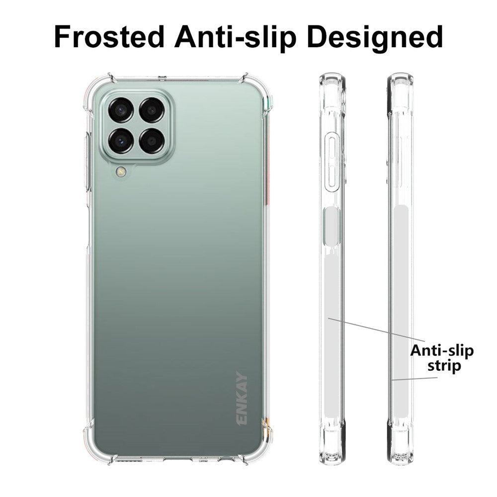 ENKAY HAT PRINCE For Samsung Galaxy M33 5G (Global Version) Thickened Corners Shockproof Clear TPU Cover Phone Protective Case with Anti-slip Strip Edge