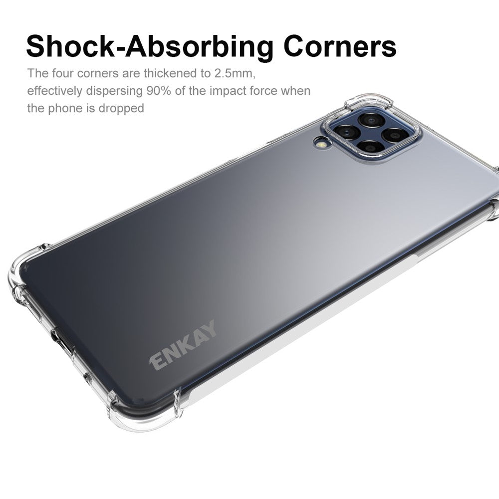 ENKAY HAT PRINCE mobilcover til Samsung Galaxy M53 5G i gennemsigtig TPU med fortykkede hjørner, faldsikring og skridsikker kant