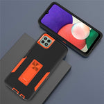 For Samsung Galaxy A22 5G (EU Version) Kickstand Phone Case Hard PC + Soft TPU Anti-drop Cover with Car Mount Metal Sheet