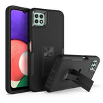 For Samsung Galaxy A22 5G (EU Version) Kickstand Phone Case Hard PC + Soft TPU Anti-drop Cover with Car Mount Metal Sheet